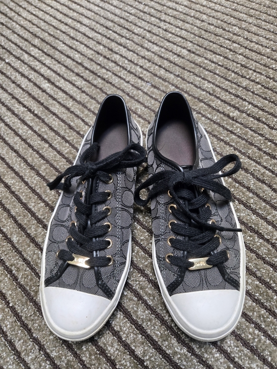 Coach Shoes - COACH Signature Gray and Black Lace-Up Sneakers
